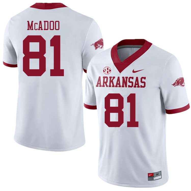 Men #81 Quincey McAdoo Arkansas Razorbacks College Football Jerseys Sale-Alternate White